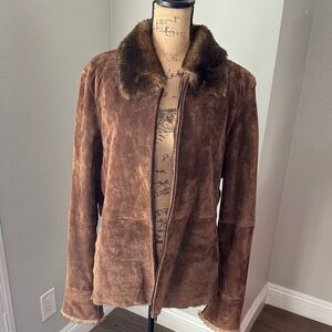 Luxurious Brown Faux Fur Collar Teddy Jacket